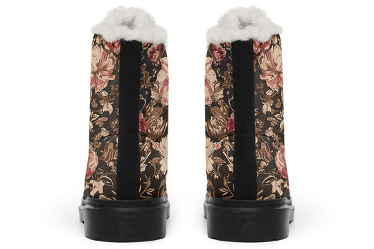 Ochre Vintage Peonies Winter Boots