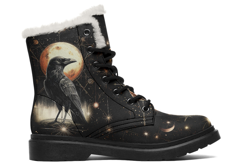 Oracle Raven Winter Boots - Warm Micro-Suede Doc-Style Boots Lined with Vegan Wool