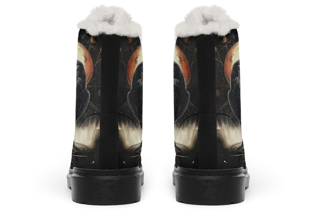 Oracle Raven Winter Boots - Warm Micro-Suede Doc-Style Boots Lined with Vegan Wool