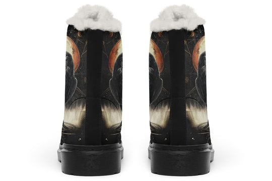 Oracle Raven Winter Boots - Warm Micro-Suede Doc-Style Boots Lined with Vegan Wool