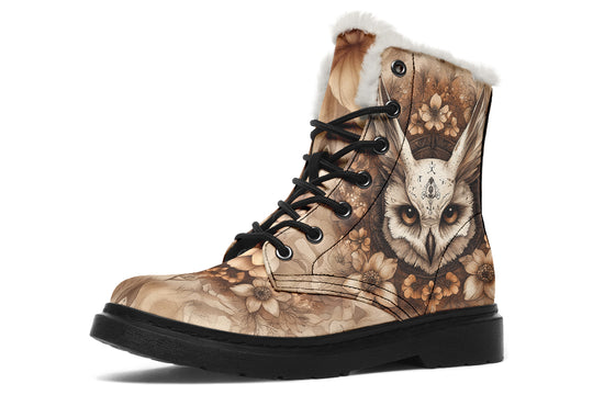 Owlsoul Mandala Winter Boots - Warm Micro-Suede Doc-Style Boots Lined with Vegan Wool