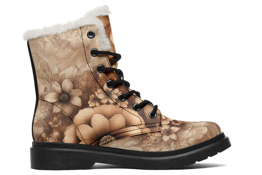 Owlsoul Mandala Winter Boots - Warm Micro-Suede Doc-Style Boots Lined with Vegan Wool