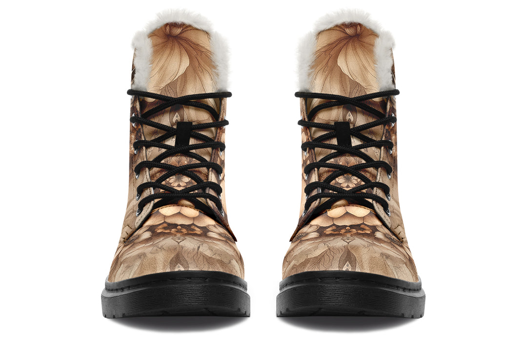 Owlsoul Mandala Winter Boots - Warm Micro-Suede Doc-Style Boots Lined with Vegan Wool