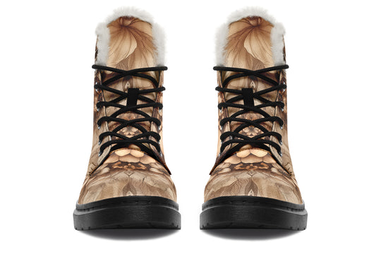 Owlsoul Mandala Winter Boots - Warm Micro-Suede Doc-Style Boots Lined with Vegan Wool