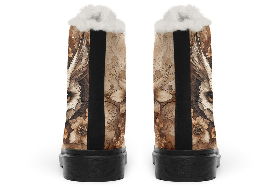 Owlsoul Mandala Winter Boots - Warm Micro-Suede Doc-Style Boots Lined with Vegan Wool