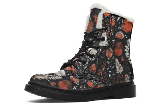 Pineveil Winter Boots - Warm Micro-Suede Doc-Style Boots Lined with Vegan Wool