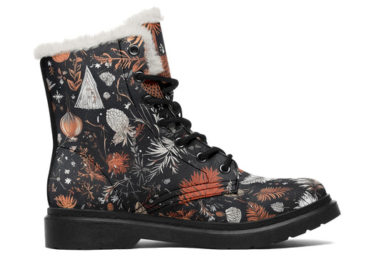 Pineveil Winter Boots - Warm Micro-Suede Doc-Style Boots Lined with Vegan Wool