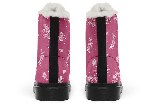 Mauve Nightshade Winter Boots - Warm Micro-Suede Doc-Style Boots Lined with Vegan Wool