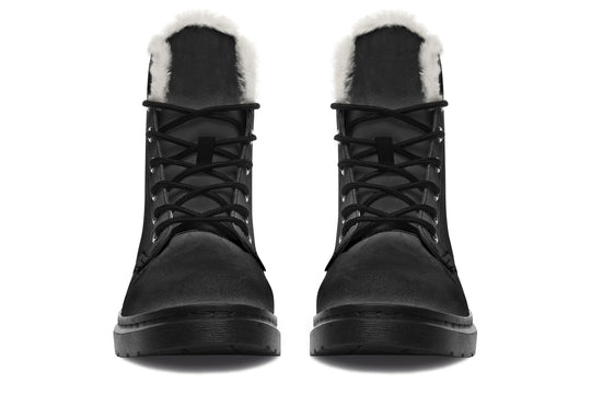 Pitch Black Winter Boots - Durable Nylon Boots Water Resistant Festival Lace-Up Synthetic Wool Lined