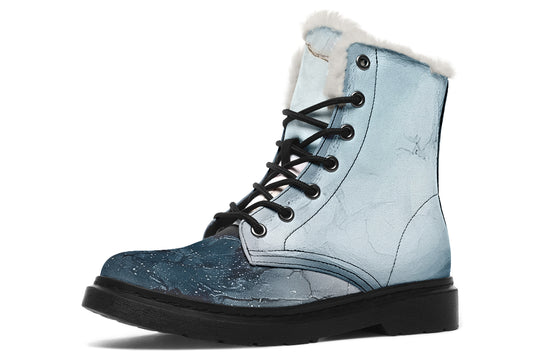 Polar Marble Winter Boots - Warm Micro-Suede Doc-Style Boots Lined with Vegan Wool