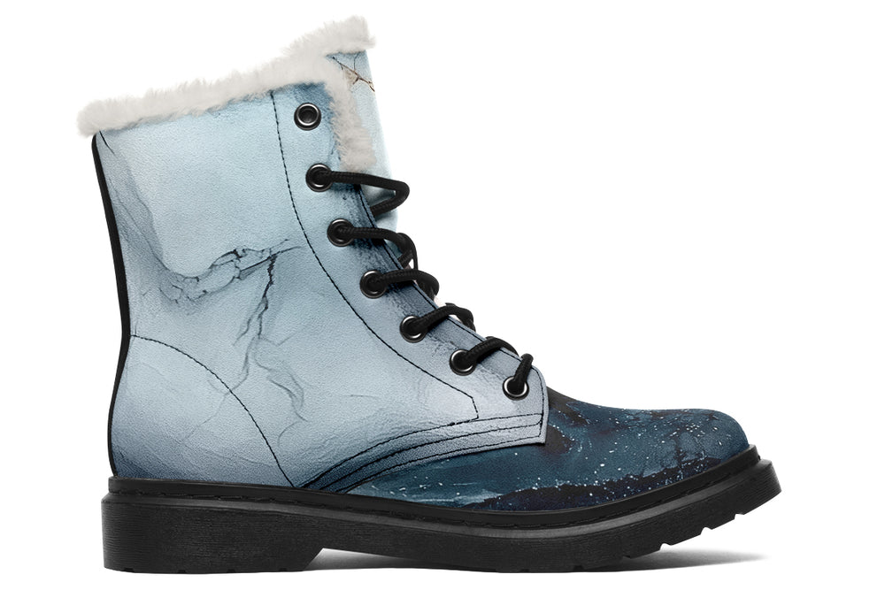 Polar Marble Winter Boots - Warm Micro-Suede Doc-Style Boots Lined with Vegan Wool