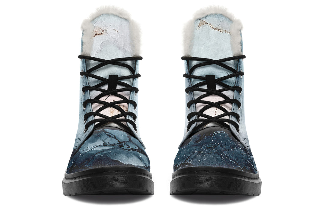 Polar Marble Winter Boots - Warm Micro-Suede Doc-Style Boots Lined with Vegan Wool