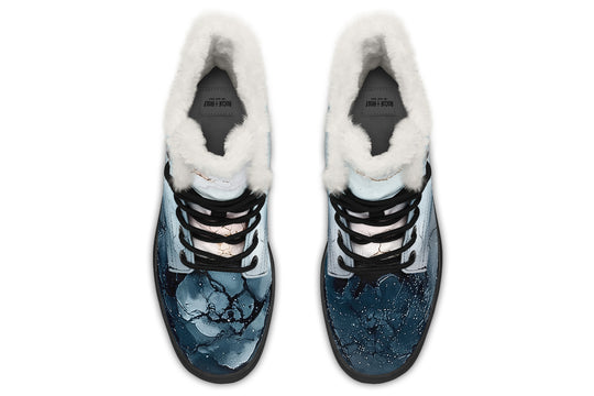 Polar Marble Winter Boots - Warm Micro-Suede Doc-Style Boots Lined with Vegan Wool