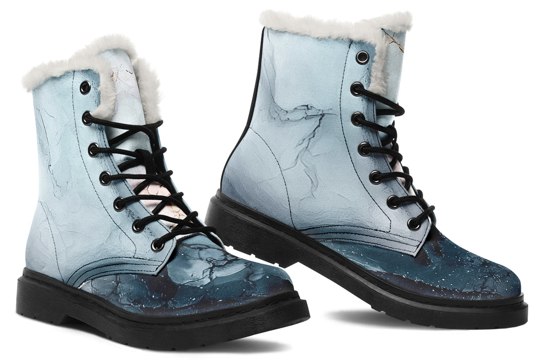 Polar Marble Winter Boots - Warm Micro-Suede Doc-Style Boots Lined with Vegan Wool