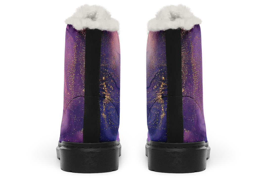 Prismatic Currents Winter Boots - Warm Micro-Suede Doc-Style Boots Lined with Vegan Wool