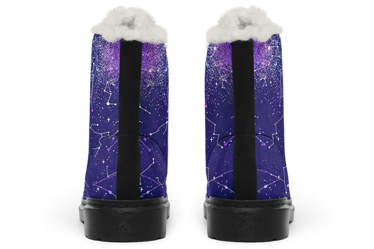 Purple Aurora Winter Boots - Warm Micro-Suede Doc-Style Boots Lined with Vegan Wool