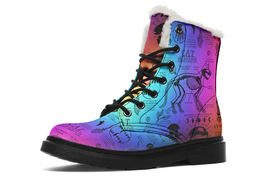 Rainbow Cat Study Winter Boots