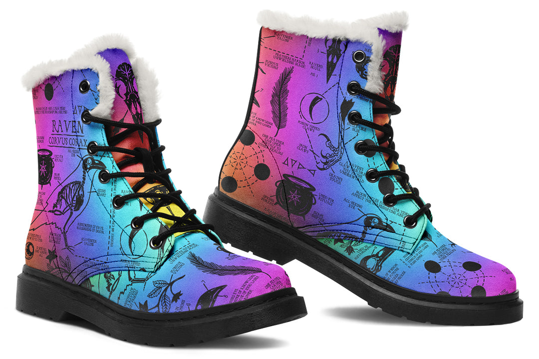 Rainbow Raven Study Winter Boots