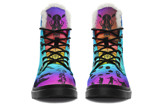 Rainbow Wolf Study Winter Boots