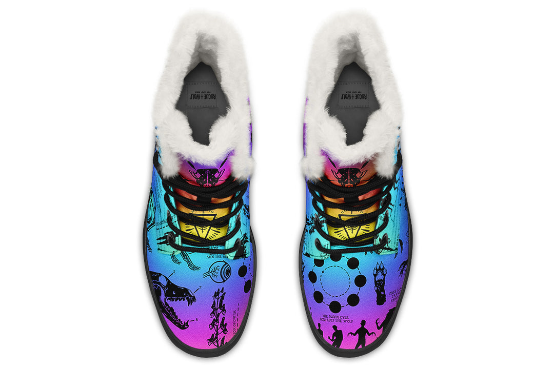 Rainbow Wolf Study Winter Boots