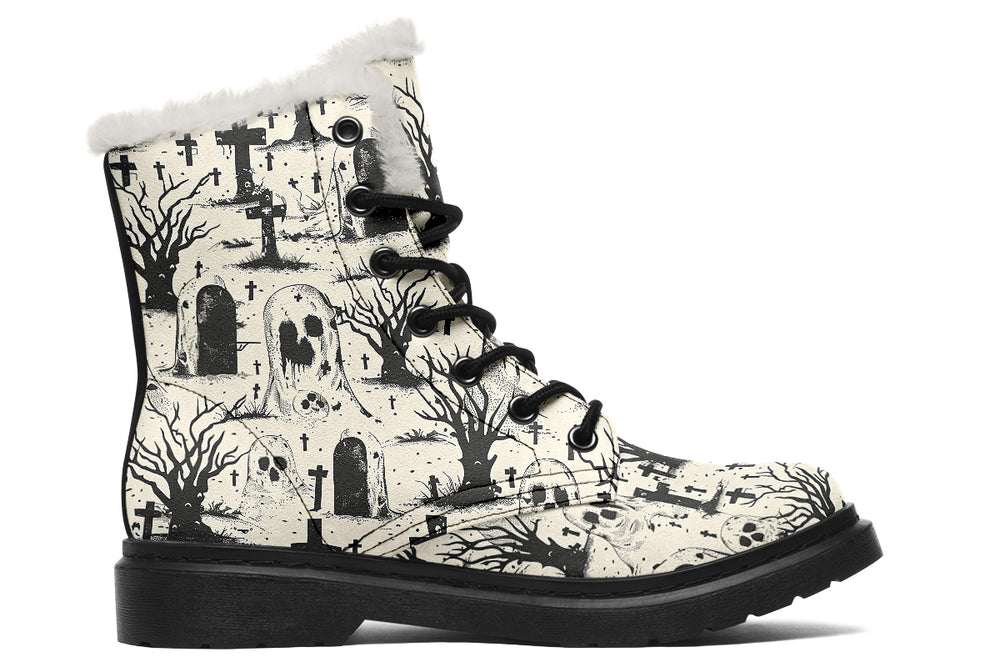 Restless Spooks Winter Boots - Warm Micro-Suede Doc-Style Boots Lined with Vegan Wool