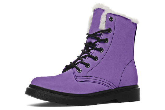 Retro Violet Winter Boots - Toasty Lined Durable Vibrant Print Weatherproof Vegan Lace-Up Winter Footwear