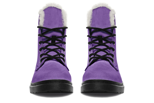 Retro Violet Winter Boots - Toasty Lined Durable Vibrant Print Weatherproof Vegan Lace-Up Winter Footwear