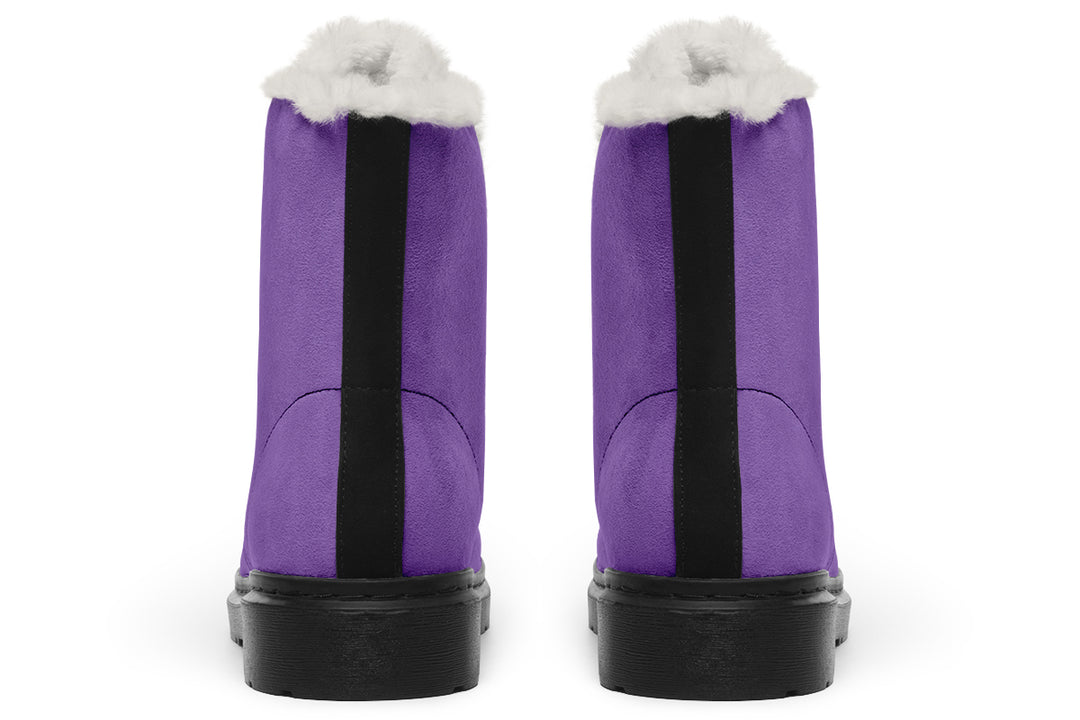 Retro Violet Winter Boots - Warm Micro-Suede Doc-Style Boots Lined with Vegan Wool