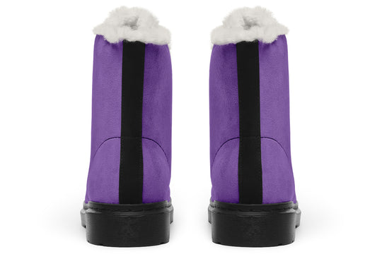 Retro Violet Winter Boots - Toasty Lined Durable Vibrant Print Weatherproof Vegan Lace-Up Winter Footwear