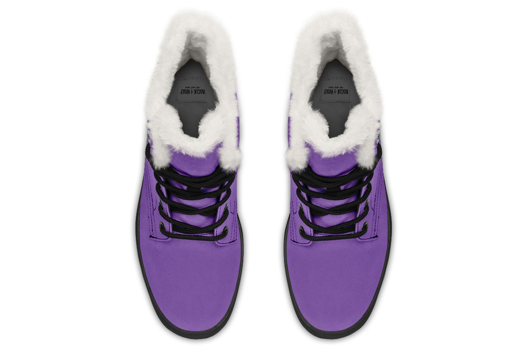 Retro Violet Winter Boots - Toasty Lined Durable Vibrant Print Weatherproof Vegan Lace-Up Winter Footwear