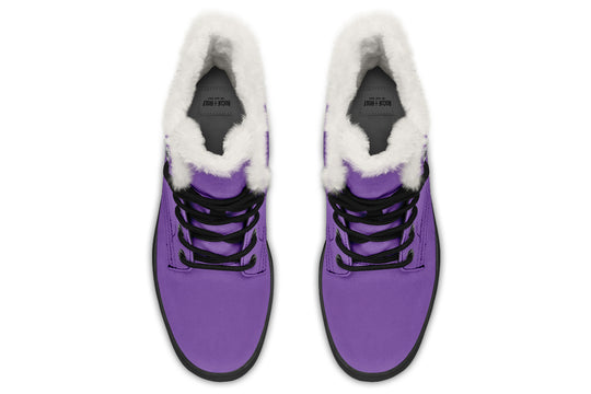 Retro Violet Winter Boots - Warm Micro-Suede Doc-Style Boots Lined with Vegan Wool