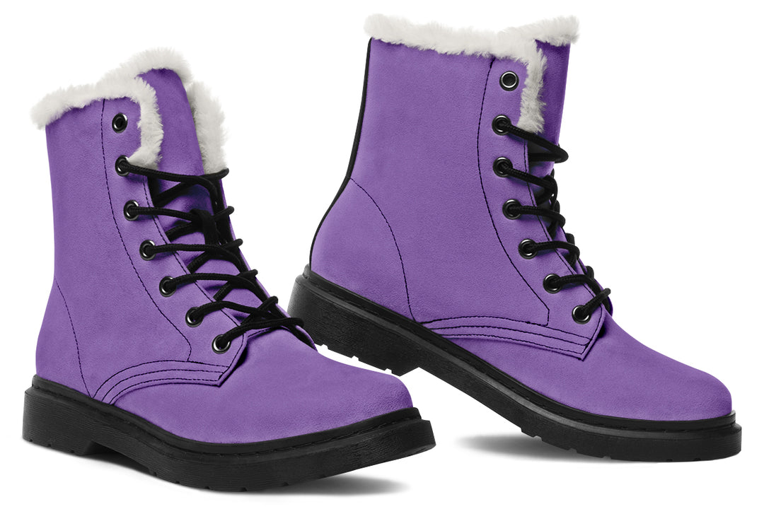 Retro Violet Winter Boots - Toasty Lined Durable Vibrant Print Weatherproof Vegan Lace-Up Winter Footwear