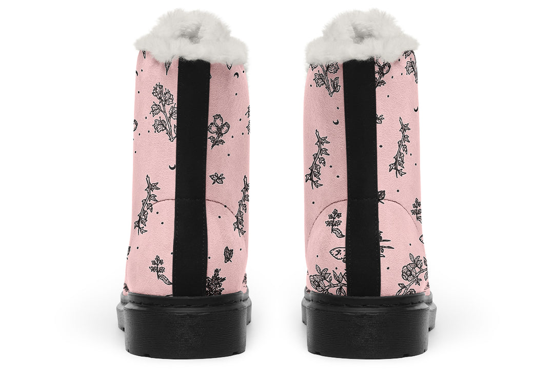 Rose Nightshade Winter Boots - Warm Micro-Suede Doc-Style Boots Lined with Vegan Wool