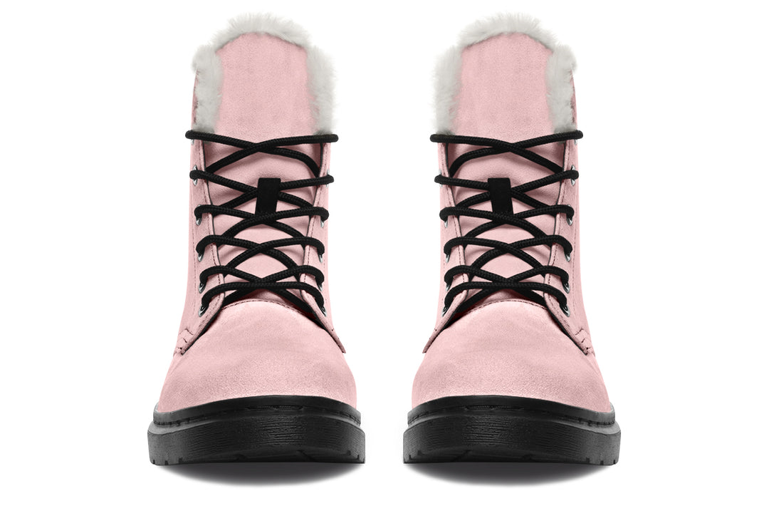 Rose Quartz Winter Boots - Warm Micro-Suede Doc-Style Boots Lined with Vegan Wool