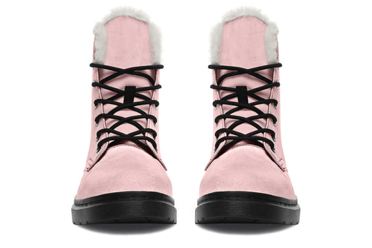 Rose Quartz Winter Boots - Warm Micro-Suede Doc-Style Boots Lined with Vegan Wool