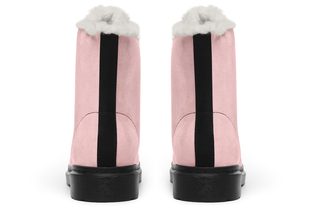 Rose Quartz Winter Boots - Warm Micro-Suede Doc-Style Boots Lined with Vegan Wool