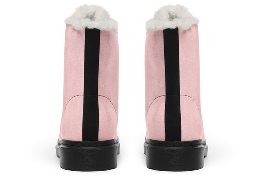 Rose Quartz Winter Boots - Warm Micro-Suede Doc-Style Boots Lined with Vegan Wool