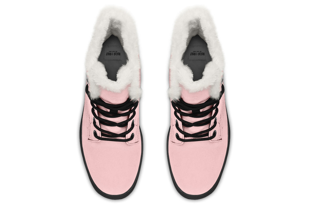 Rose Quartz Winter Boots - High-Quality Nylon Footwear Durable Lace-up Vibrant Print Warm Lined