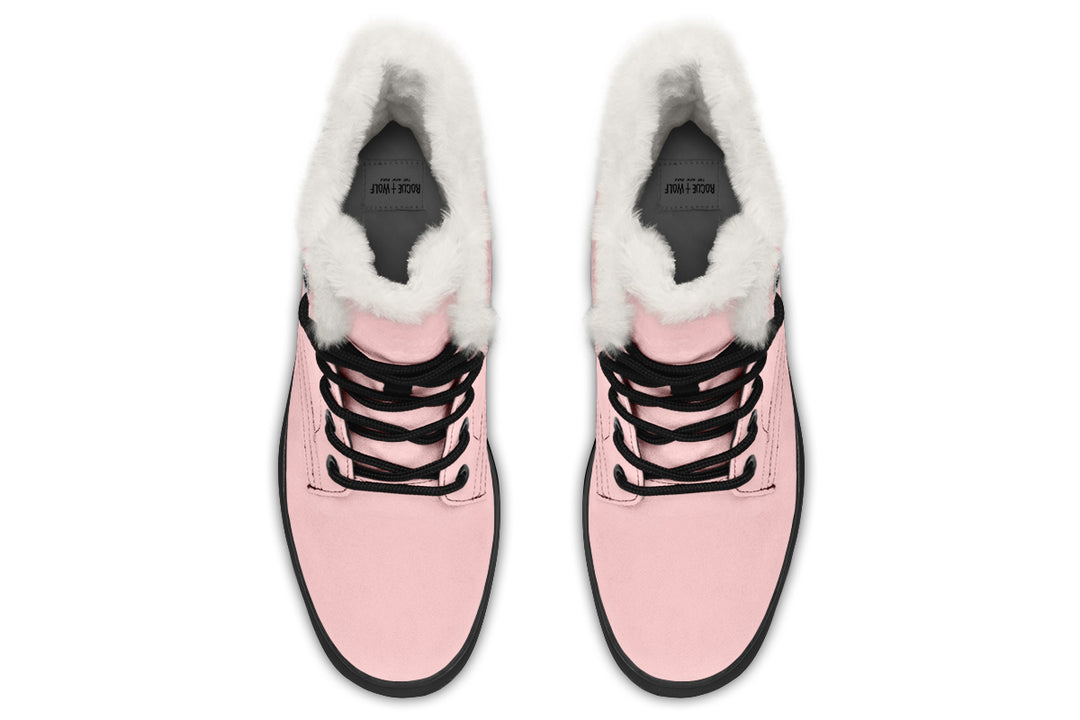 Rose Quartz Winter Boots - Warm Micro-Suede Doc-Style Boots Lined with Vegan Wool