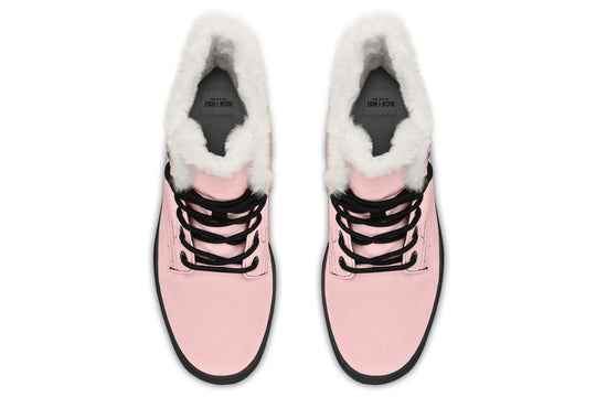 Rose Quartz Winter Boots - Warm Micro-Suede Doc-Style Boots Lined with Vegan Wool