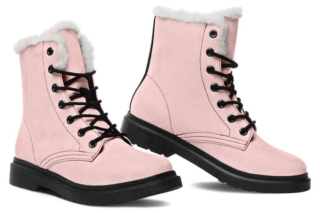 Rose Quartz Winter Boots - High-Quality Nylon Footwear Durable Lace-up Vibrant Print Warm Lined