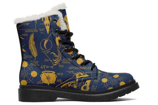 Royal Raven Study Winter Boots - Warm Micro-Suede Doc-Style Boots Lined with Vegan Wool