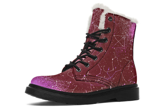 Ruby Aurora Winter Boots - Warm Micro-Suede Doc-Style Boots Lined with Vegan Wool