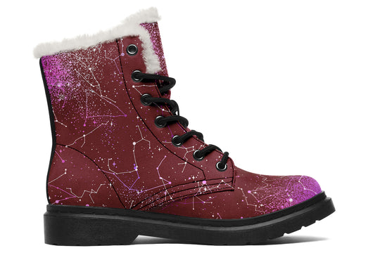 Ruby Aurora Winter Boots - Warm Micro-Suede Doc-Style Boots Lined with Vegan Wool