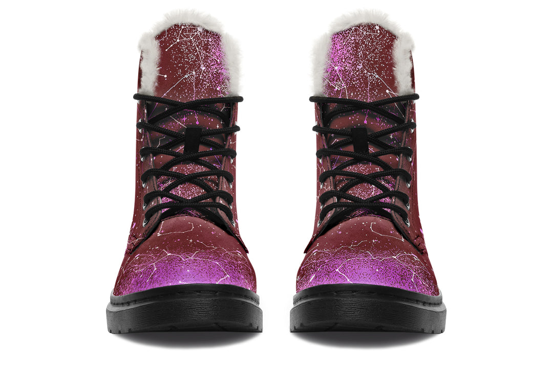 Ruby Aurora Winter Boots - Warm Micro-Suede Doc-Style Boots Lined with Vegan Wool