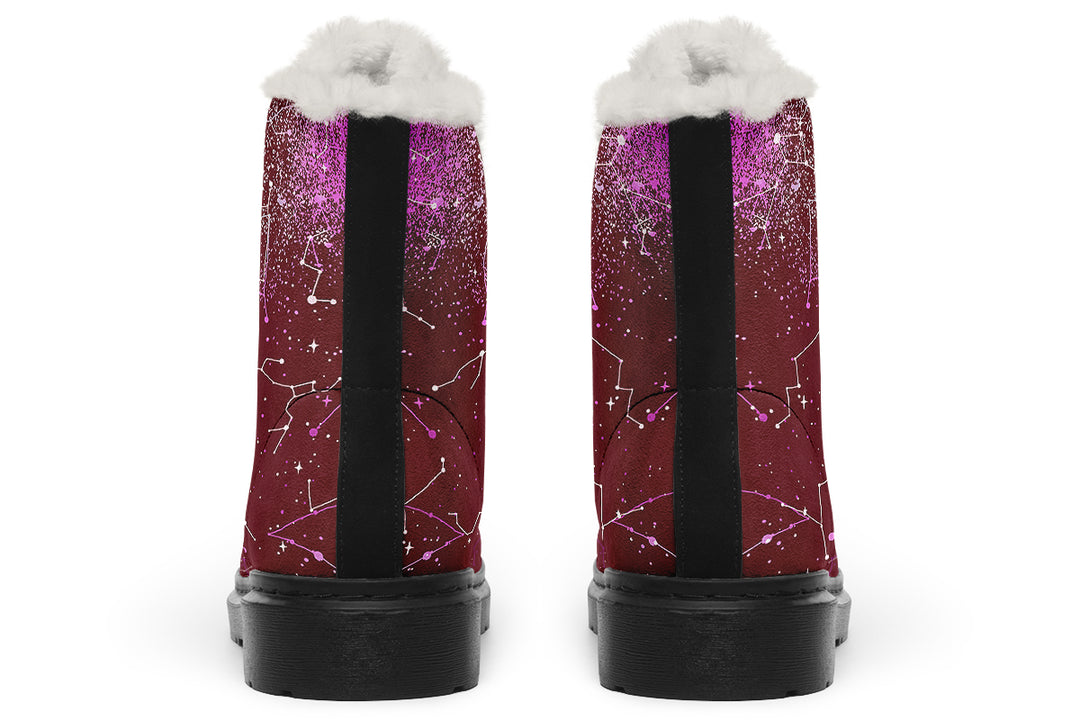 Ruby Aurora Winter Boots - Warm Micro-Suede Doc-Style Boots Lined with Vegan Wool