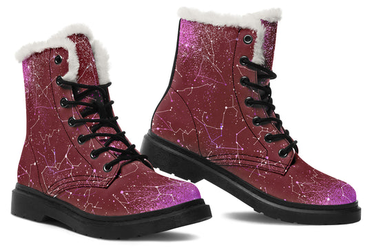 Ruby Aurora Winter Boots - Warm Micro-Suede Doc-Style Boots Lined with Vegan Wool