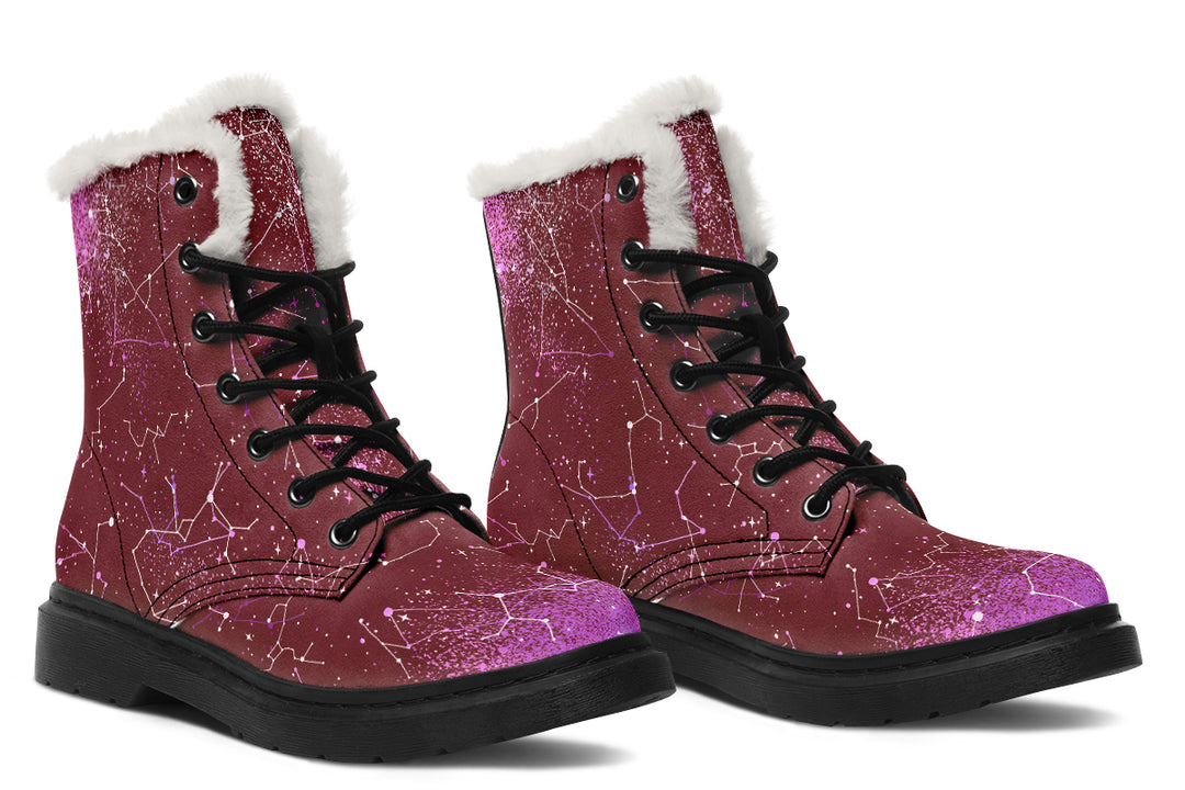 Ruby Aurora Winter Boots - Warm Micro-Suede Doc-Style Boots Lined with Vegan Wool