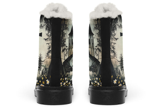 Sanctuary of Souls Winter Boots - Warm Micro-Suede Doc-Style Boots Lined with Vegan Wool