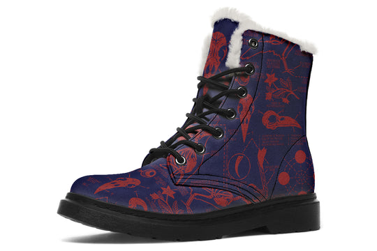 Scarlet Raven Study Winter Boots - Warm Micro-Suede Doc-Style Boots Lined with Vegan Wool